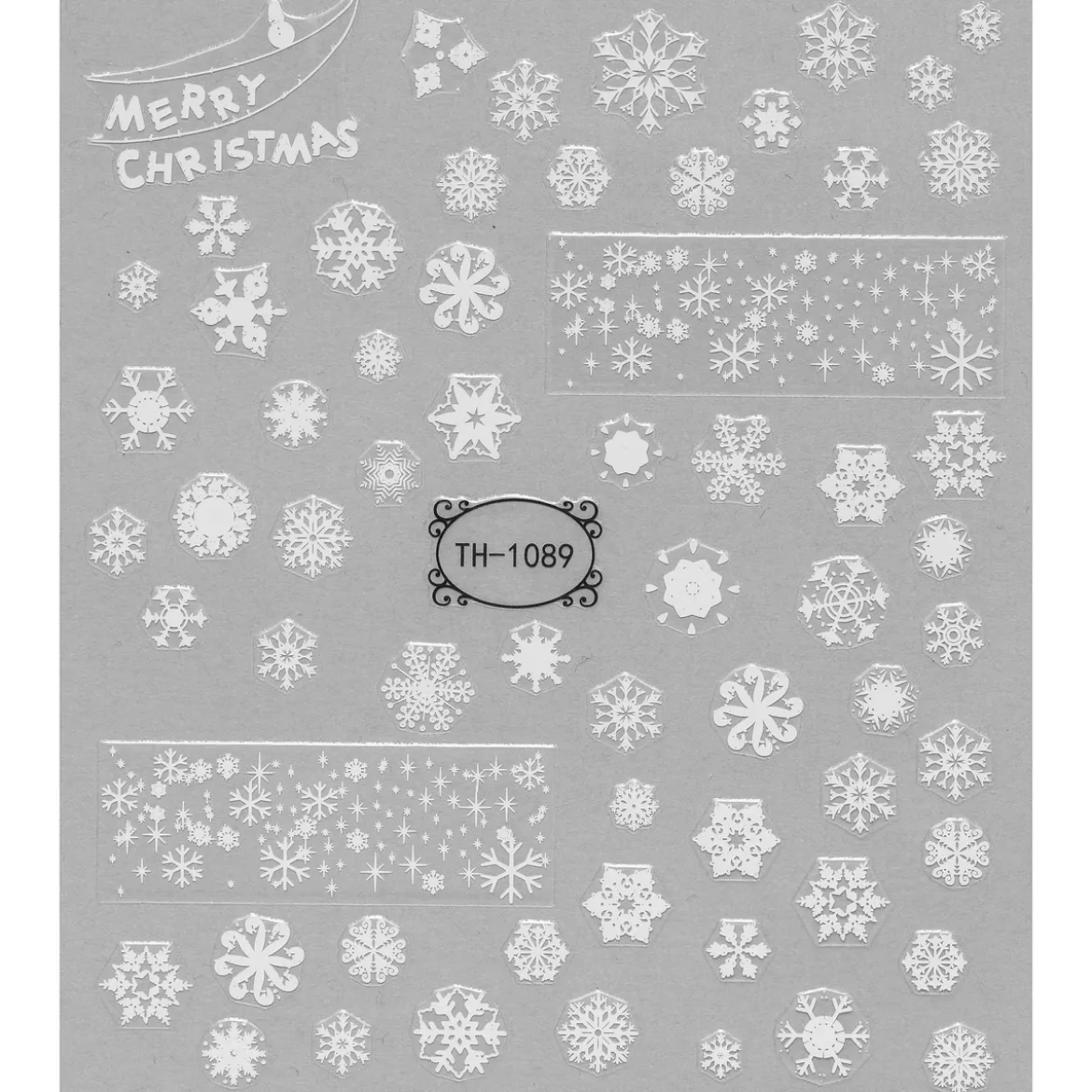 Nagelstickers snöflingor + 3 stora motiv, fint till jul! 1 ark nail stickers à 8,5×10 cm