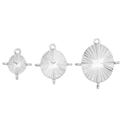 Ovala hängen charms med öglor. 3 st. silverfärgade, 15×17 / 20×22 / 23×27 mm