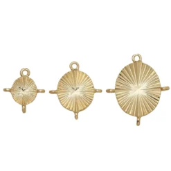 Ovala hängen charms med öglor 3 st. guldfärgade, 15×17 / 20×22 / 23×27 mm