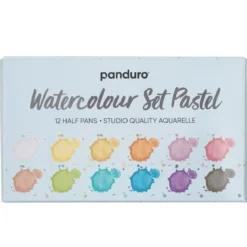 Panduro akvarellfärg set Pastel 12 – starka & livliga akvarellfärger i halvkoppar