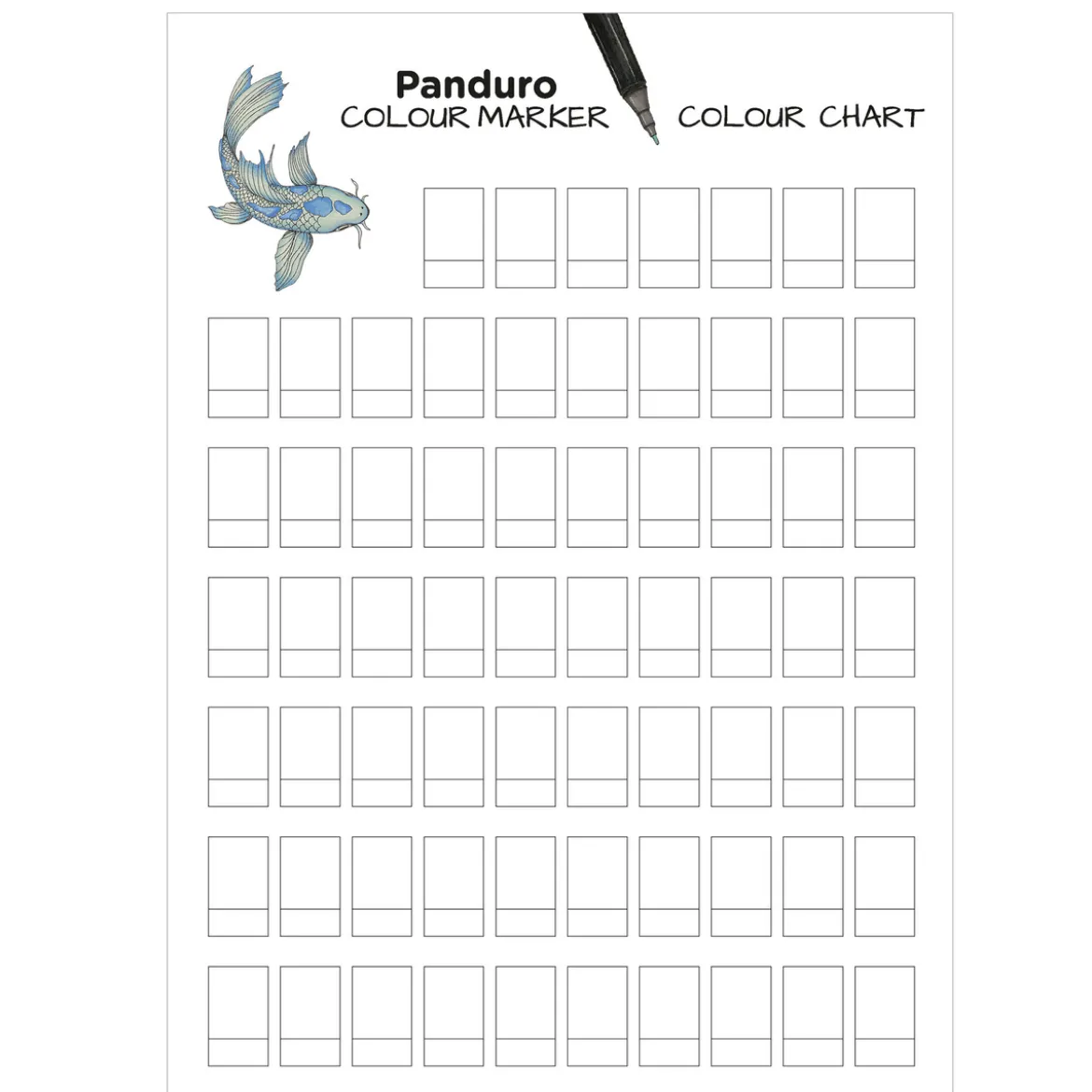 Panduro Colour Marker A4 (210×297 mm) – tom färgkarta för att testa markers