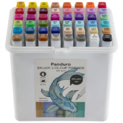 Panduro colour marker brush 48 – twintip-markers med penselspets & snedskuren spets