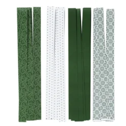 Pappersremsor 32 st. Klassiskt grönt och vitt tema – remsorna är 45×1,5 cm