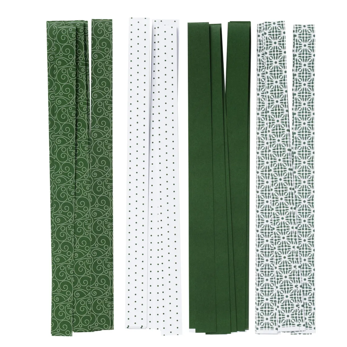 Pappersremsor 32 st. Klassiskt grönt och vitt tema – remsorna är 45×1,5 cm