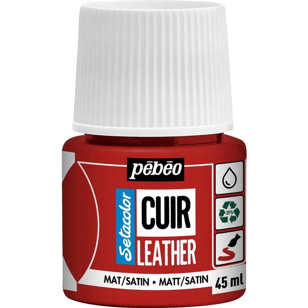 Pebeo Cuir Leather 45 ml läderfärg, färgar även PU läder – Gul, matt satin-finish