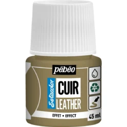 Pebeo Cuir Leather 45 ml läderfärg, färgar även PU läder – Guld, metallic