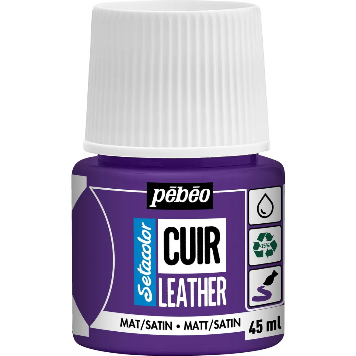 Pebeo Cuir Leather 45 ml läderfärg, färgar även PU läder – Lila, matt satin-finish
