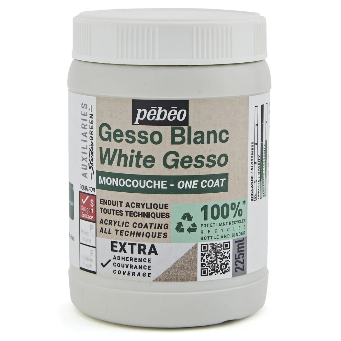 Pebeo Gesso white 225 ml – vit gesso för grundmålning / grundering