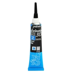 Pebeo Setacolor 20 ml textilfärg 3D Liner Gloss Black – högblank svart relief-färg