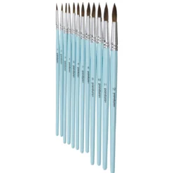 Penselset akvarellpenslar med syntetborst 12-pack komplett set, rund #1–12