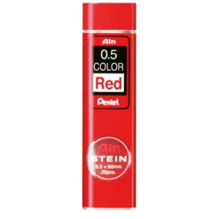 Pentel röda blyertsstift refill – 0,5 mm. Innehåller 20 stift.