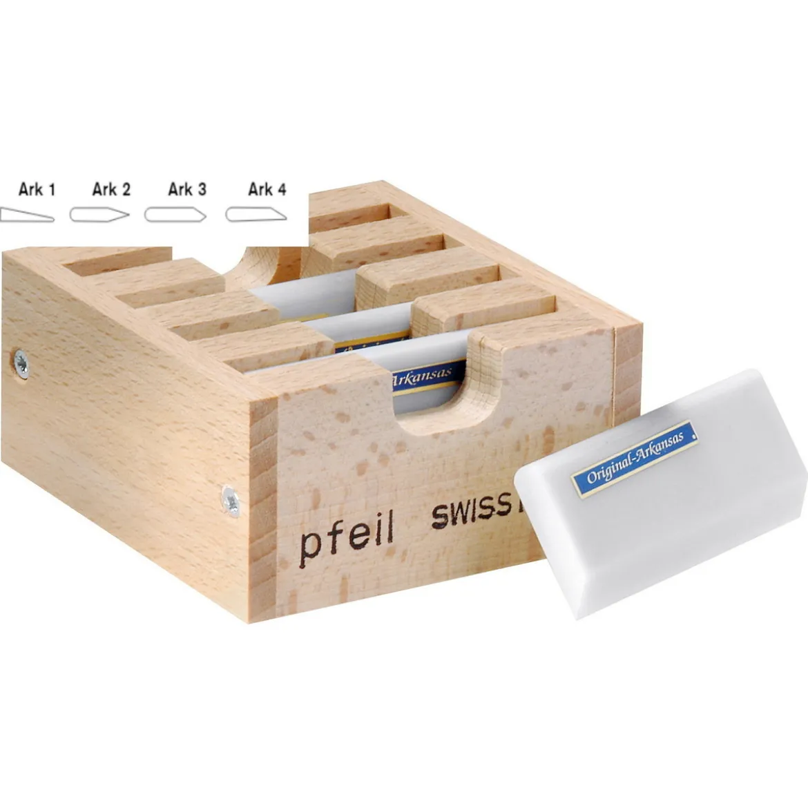 Pfeil brynen Arkansas-set med 4 brynstenar, 4 olika varianter i grit 8000