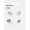 Pins, badges, 4 st. guldiga & rosa små mini-broscher med känsla från havet