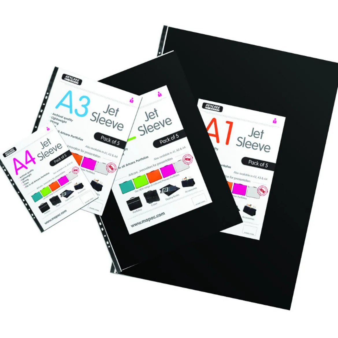 Plastfickor MAPAC A3 5-pack