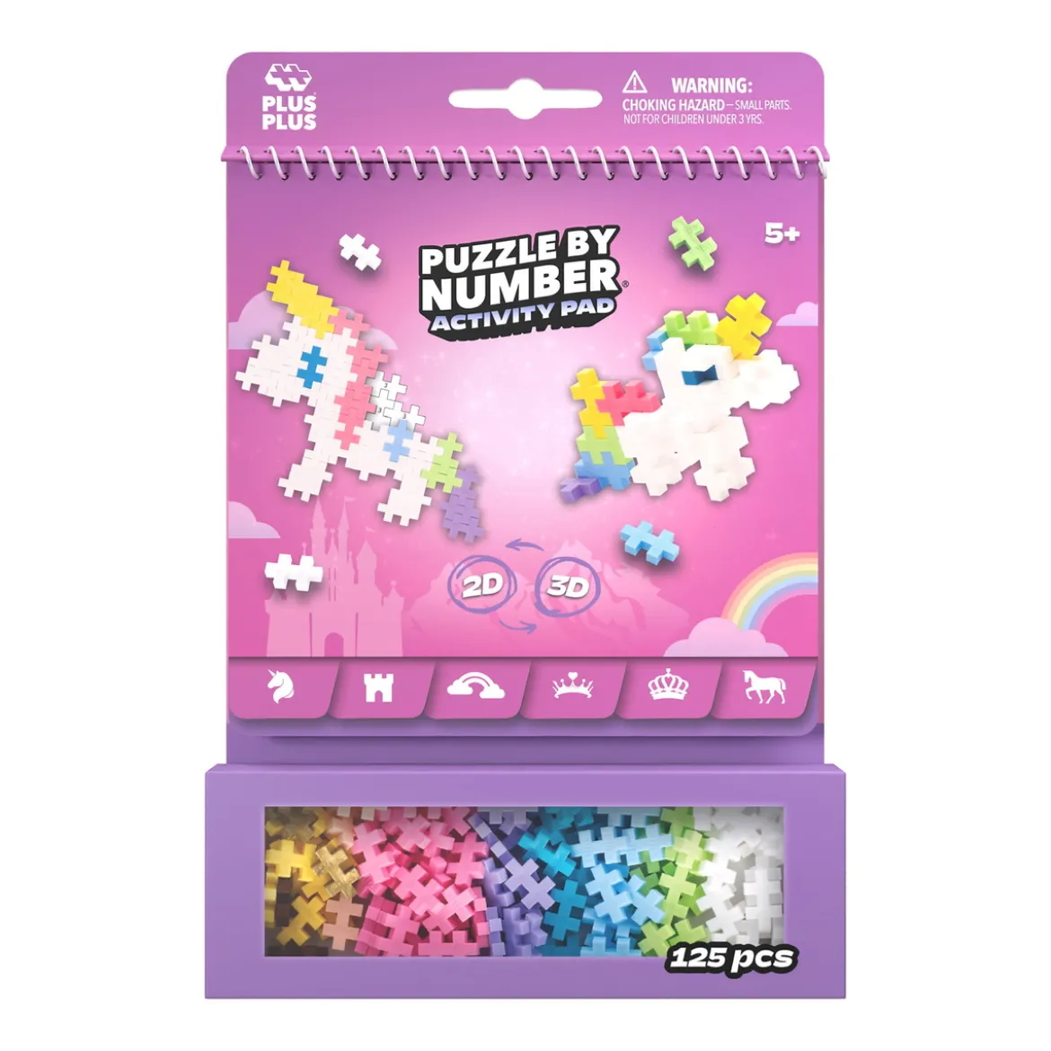 Plus-Plus aktivitets-kit Unicorn – 125 bitar, mönsterblock + praktisk förpackning!