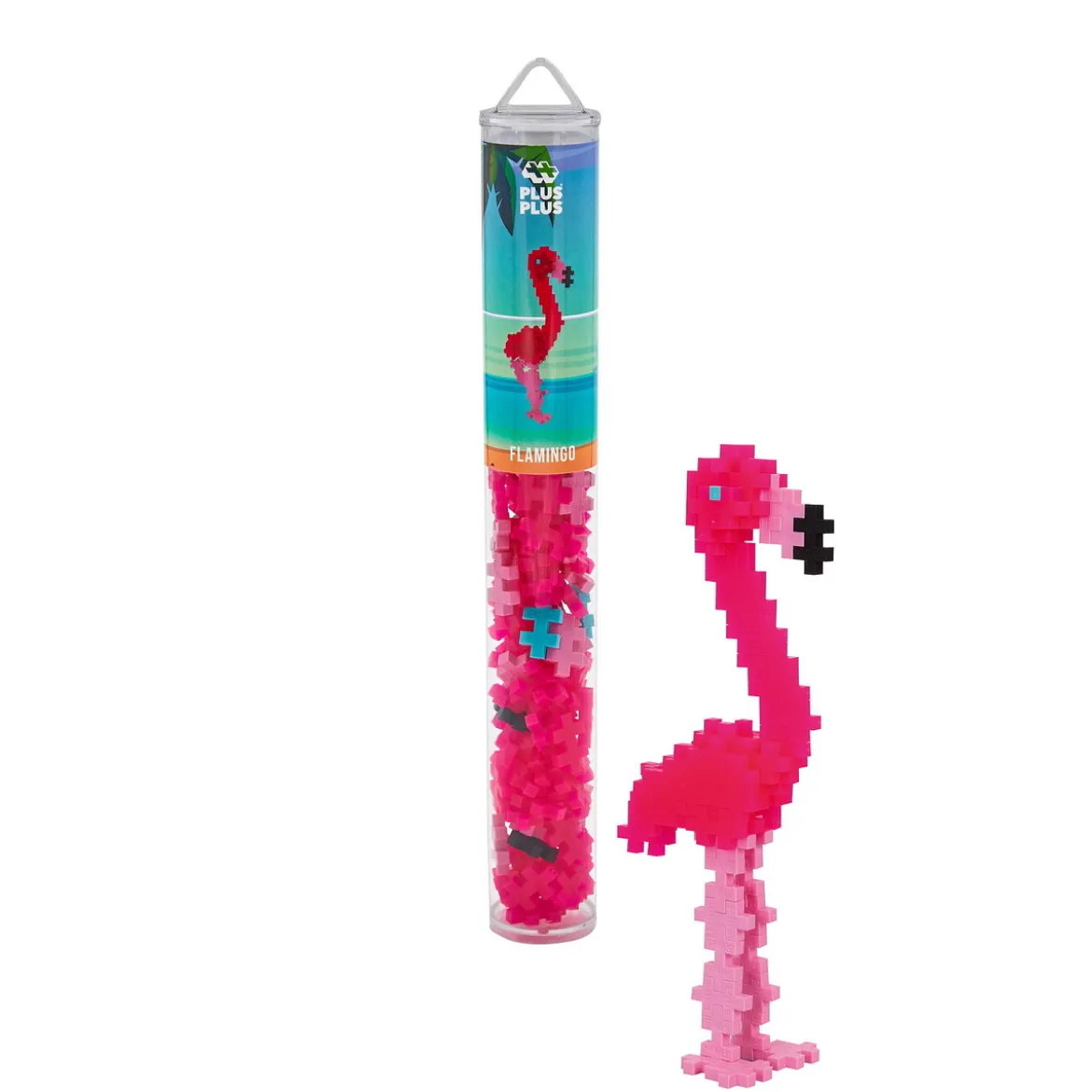 Plus-Plus Tube Flamingo, tub med 100 bitar som blir en fin flamingo!