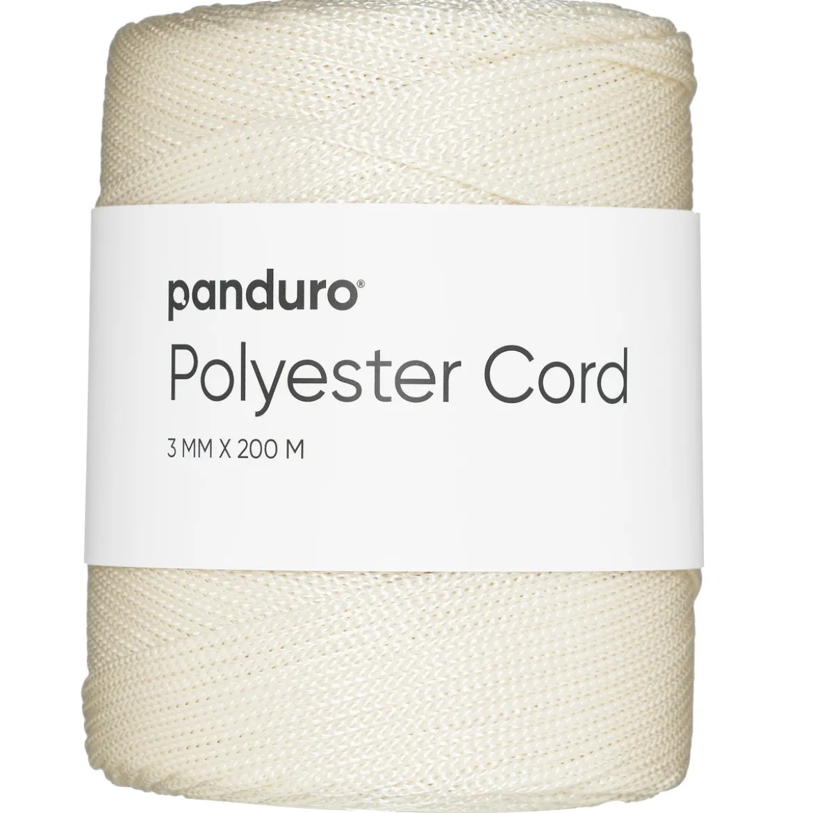 Polyestersnöre 200 meter, Ø3 mm, ecru / krämvit