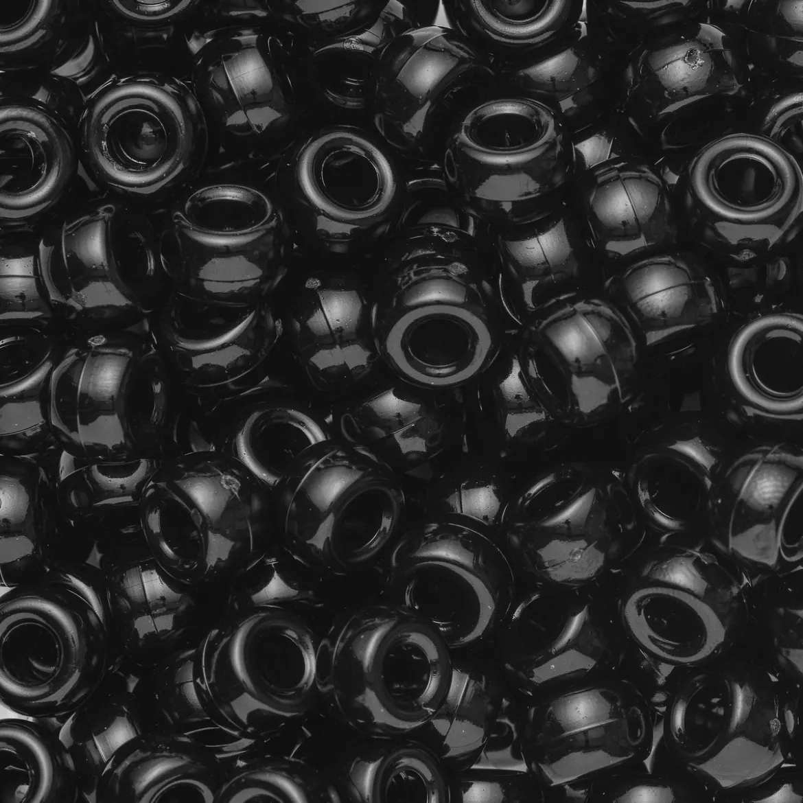 Pony beads Ø9 mm, runda pärlor med stora hål, 150-pack, svart