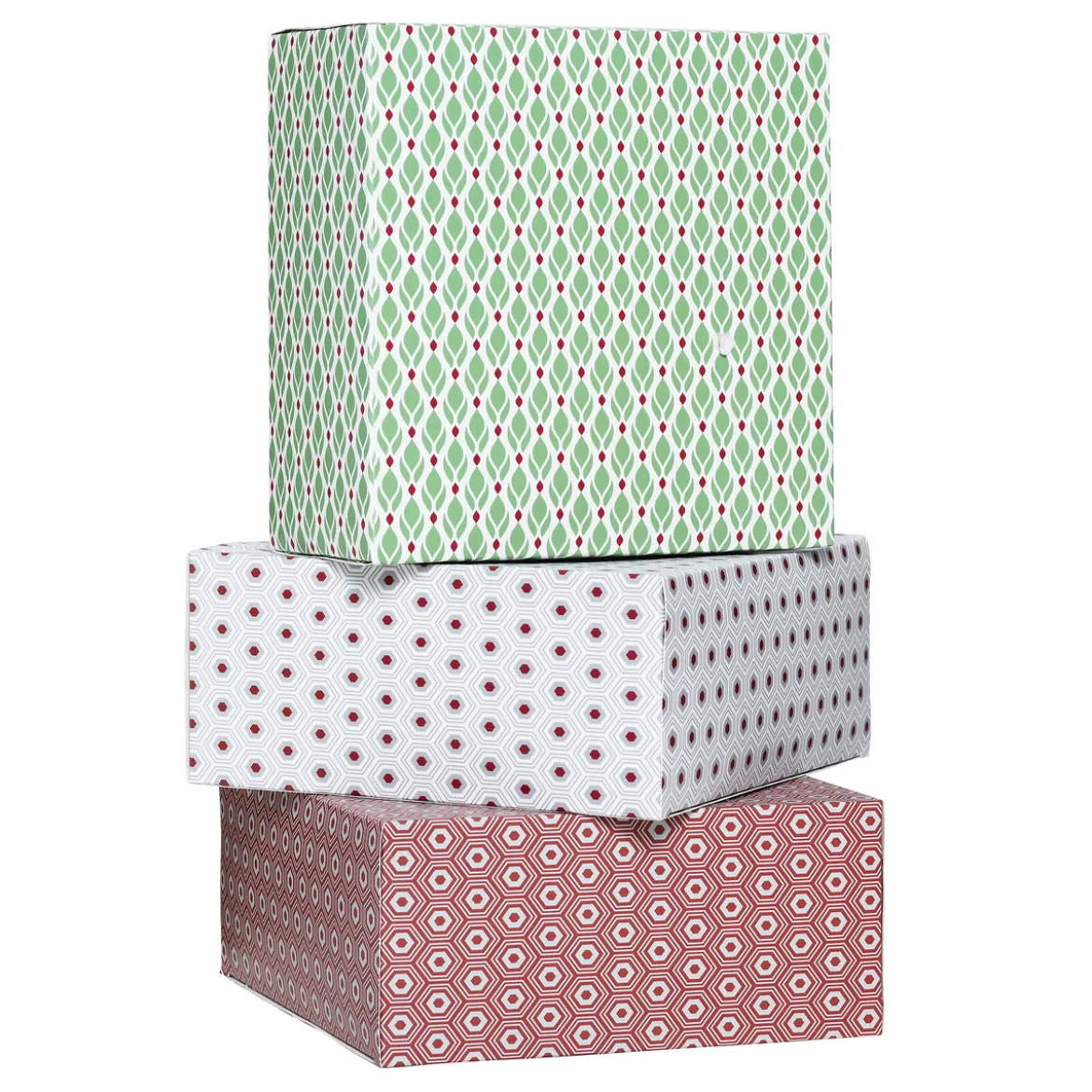 Presentaskar av papp, 3 fina askar för julklappar och gåvor, 18×18×8 cm