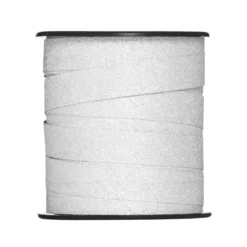 Presentband 25 meter på rulle, 1 cm brett – glitter silver