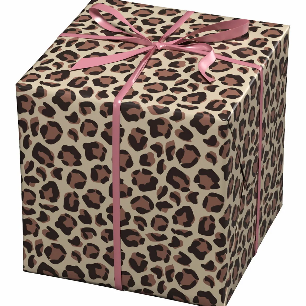 Presentpapper på rulle 10 m × 57 cm – beige papper med leopardmönster