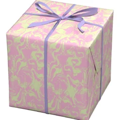 Presentpapper på rulle 10 m × 57 cm – bubblegum swirly haze