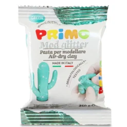 Primo lufttorkande lera med glitter, grön 250 g