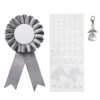 Prisrosett till käpphäst Ø7 cm & stickers i silvrigt tema + 1 ängel-charm