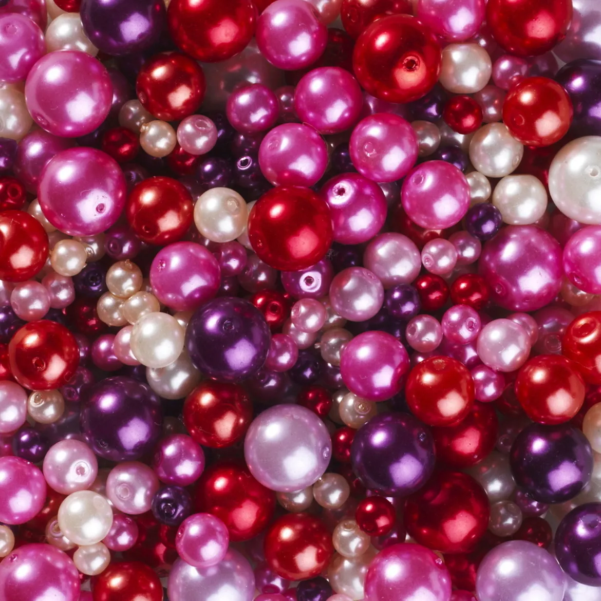 Pärlmix glas rosa/röd 130 g