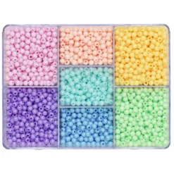 Pärlmix med 2850 runda pärlor i pastellfärger, Ø4 mm