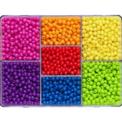 Pärlmix med 2850 runda pärlor i starka färger, Ø4 mm