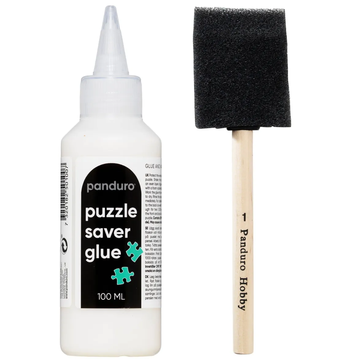 Puzzle Saver Set, 100 ml pussellim + skumgummipensel 50 mm