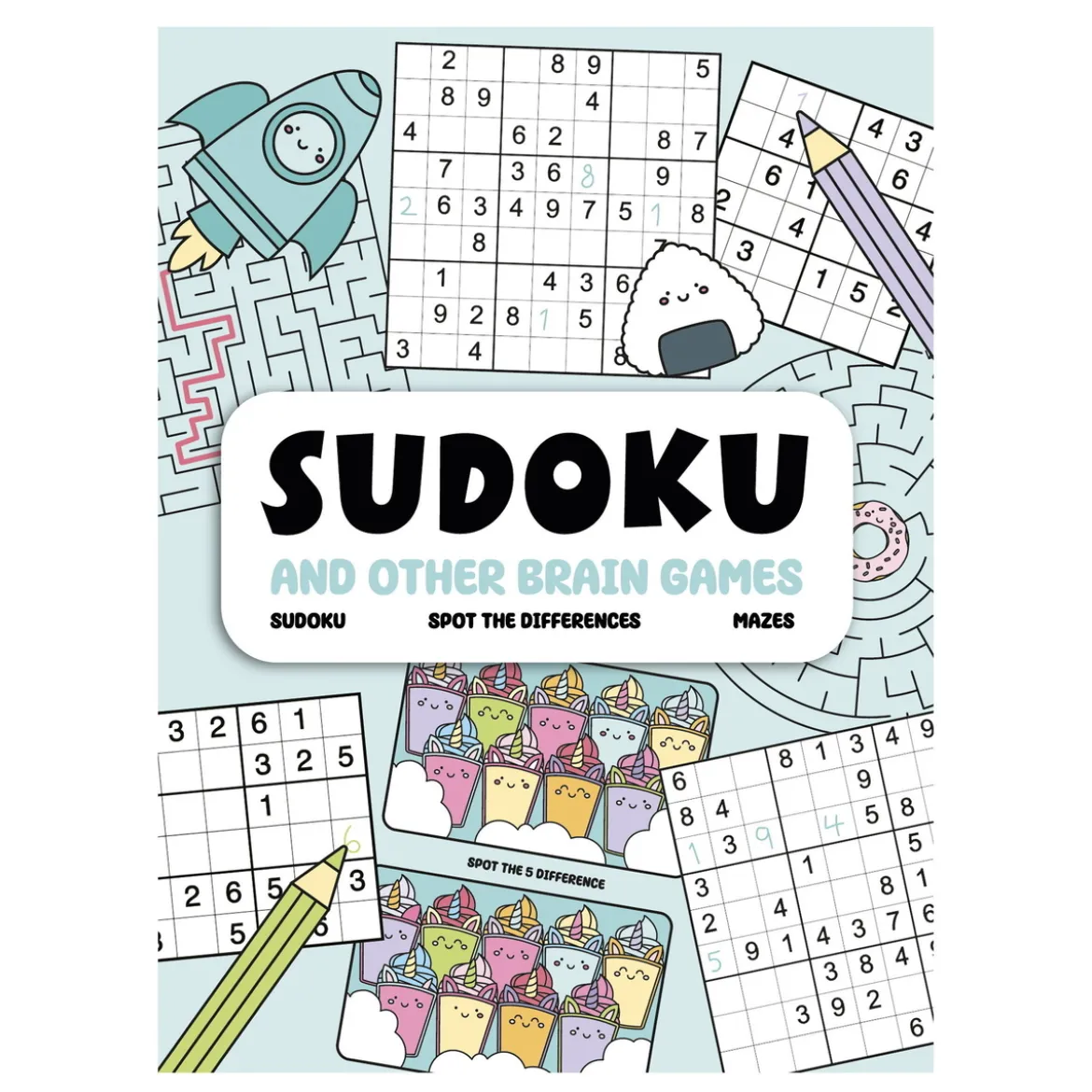 Pysselbok Sudoku – sudokun, finn fem fel, labyrinter och klurigheter! 21×28 cm, 48 sidor