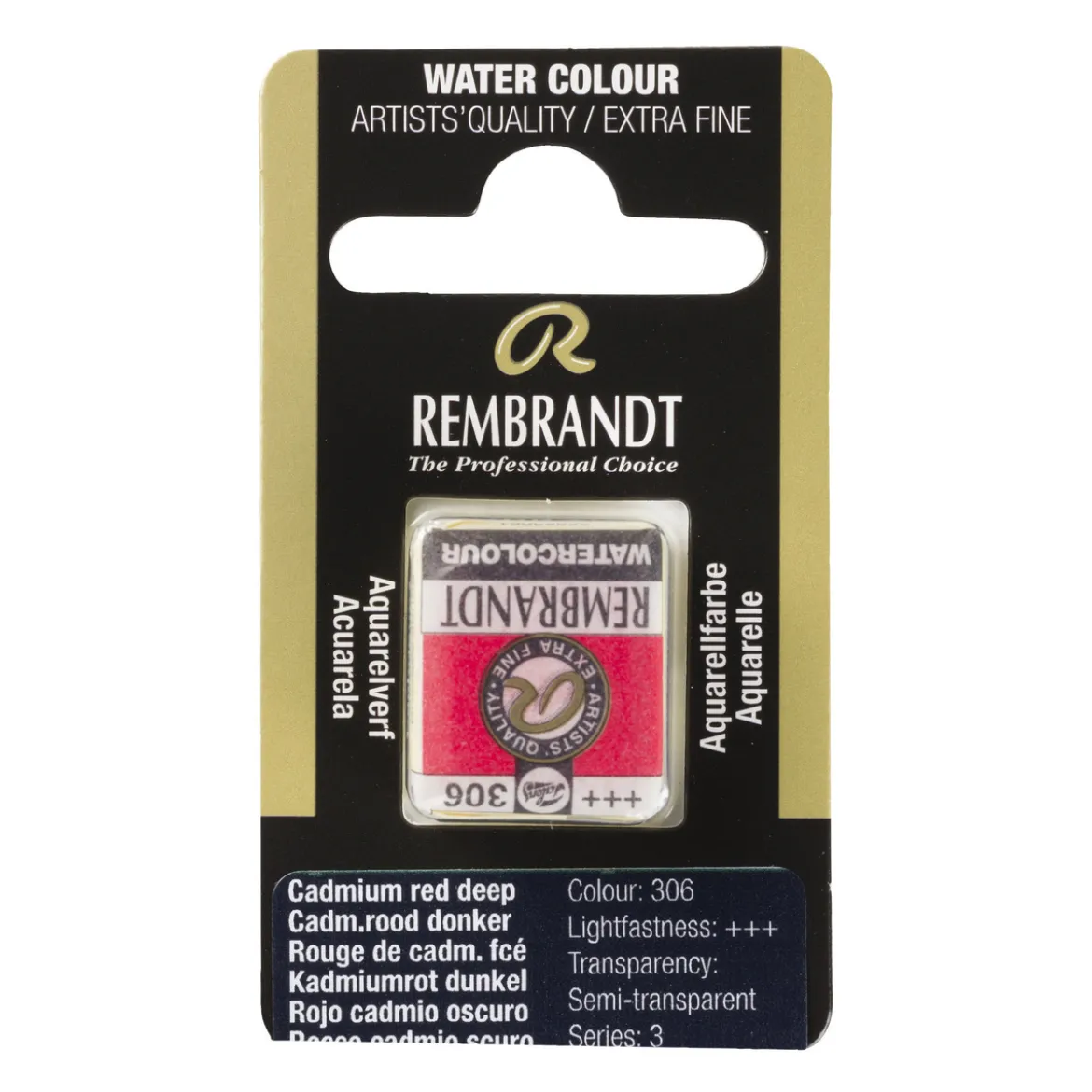 Rembrandt akvarellfärg halvkopp – Cadmium Red Deep 306