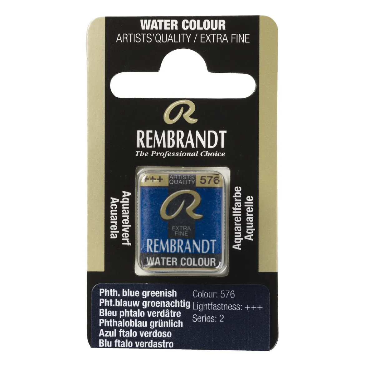 Rembrandt akvarellfärg halvkopp – Phthalo Blue Greenish 576