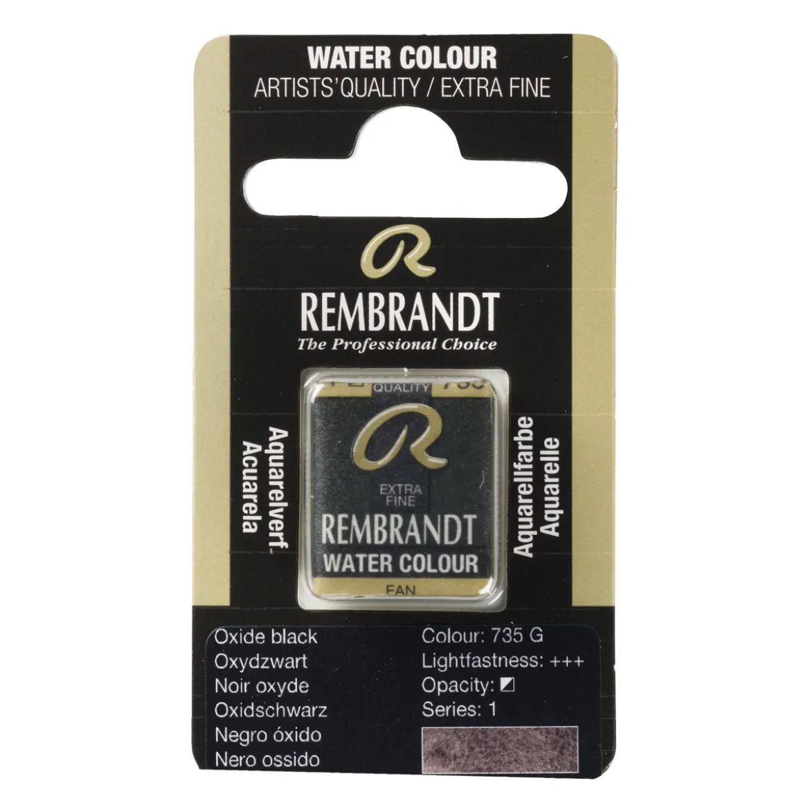 Rembrandt akvarellfärg halvkopp – Oxide Black 735