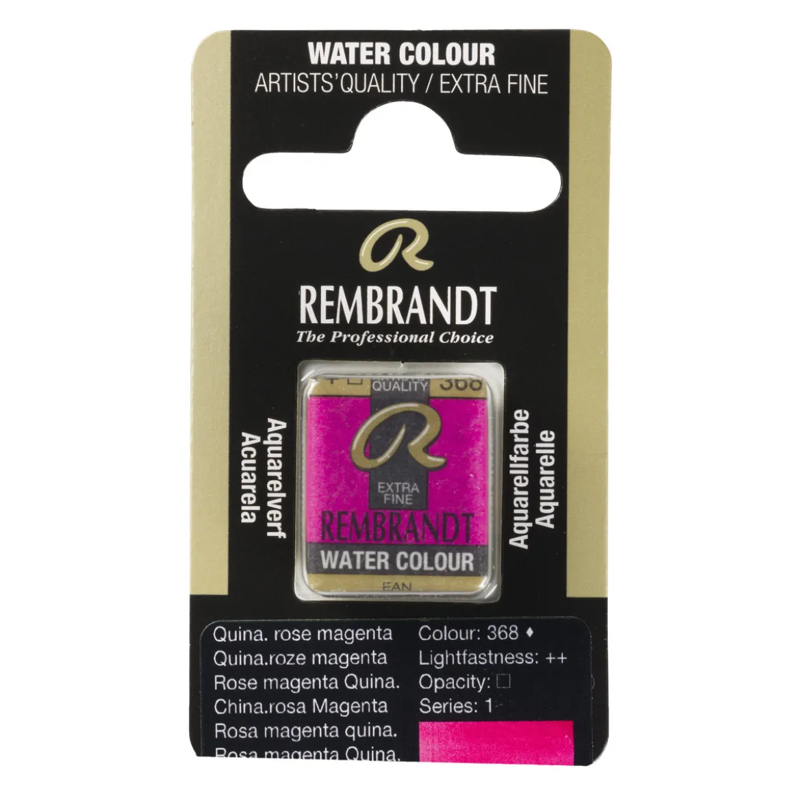 Rembrandt akvarellfärg halvkopp – Quinacridone Rose Magenta 368