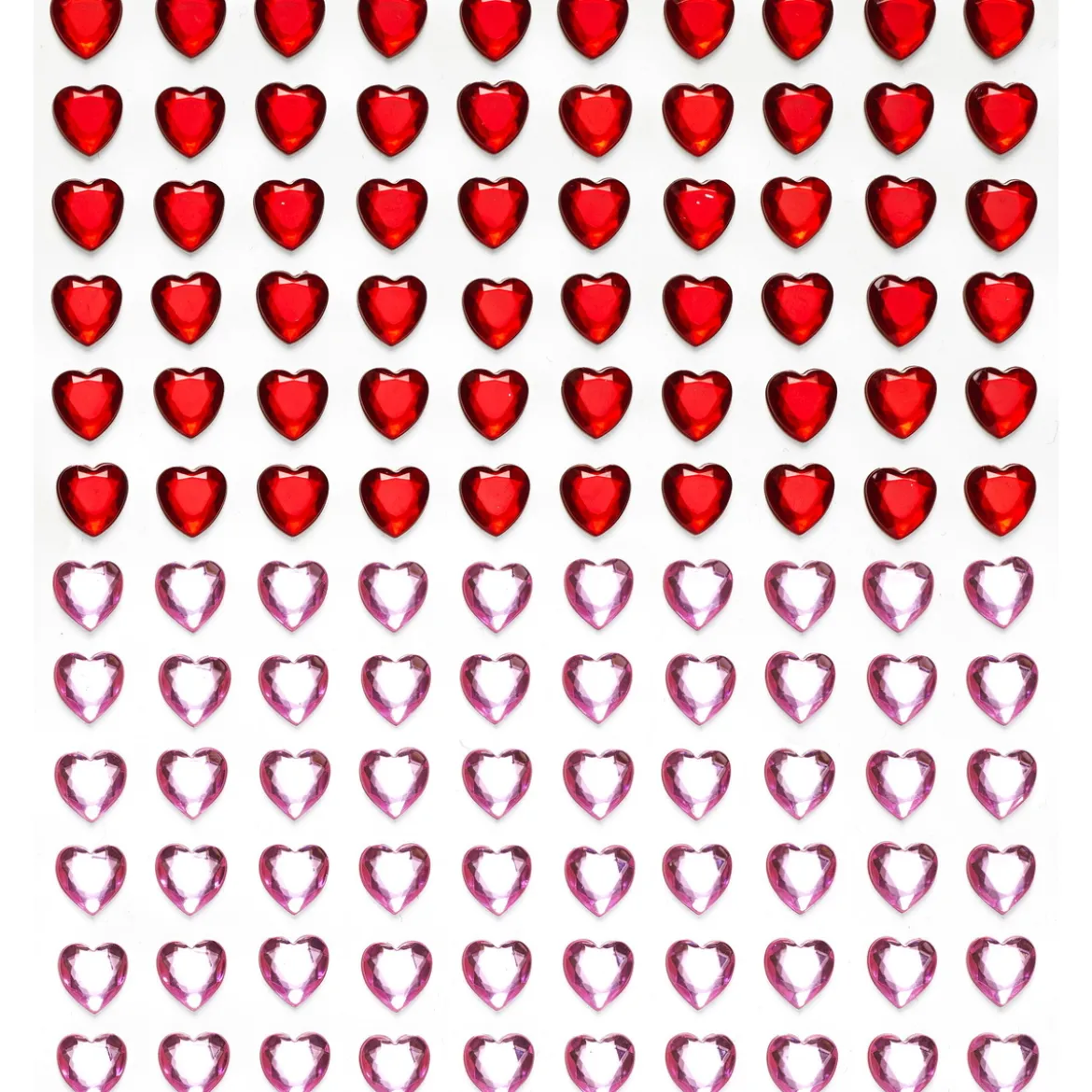 Rhinestone stickers hjärtan – 240 röda och kristalliknande hjärtan. Ø8 mm