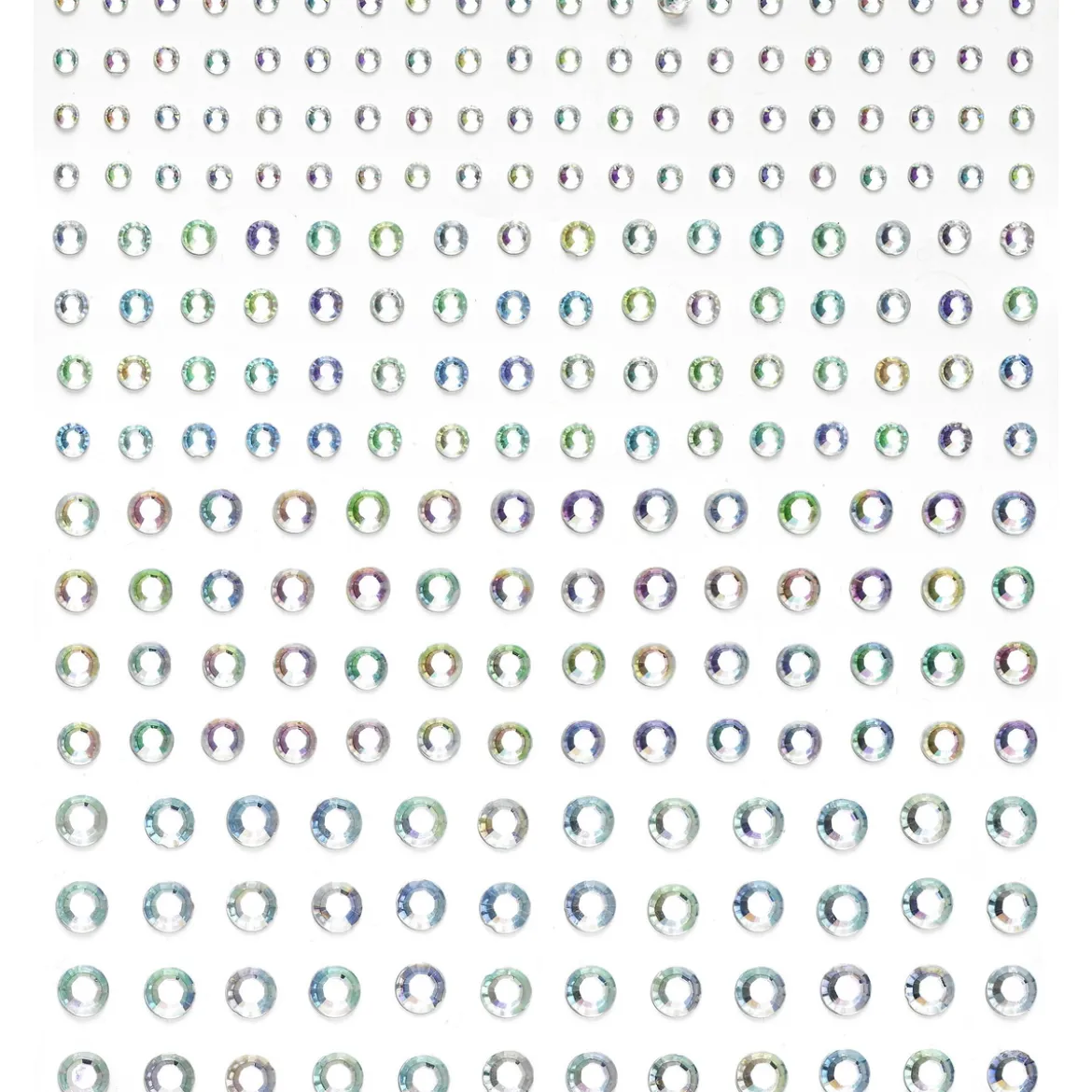 Rhinestone stickers iriserande kristall – 496 pärlstickers. Ø3, 4, 5, 6 mm