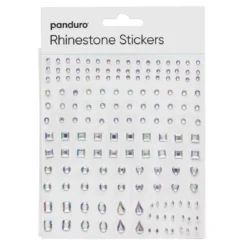 Rhinestone Stickers iriserande mix med olika former – totalt 310 former, ca 2–10 mm