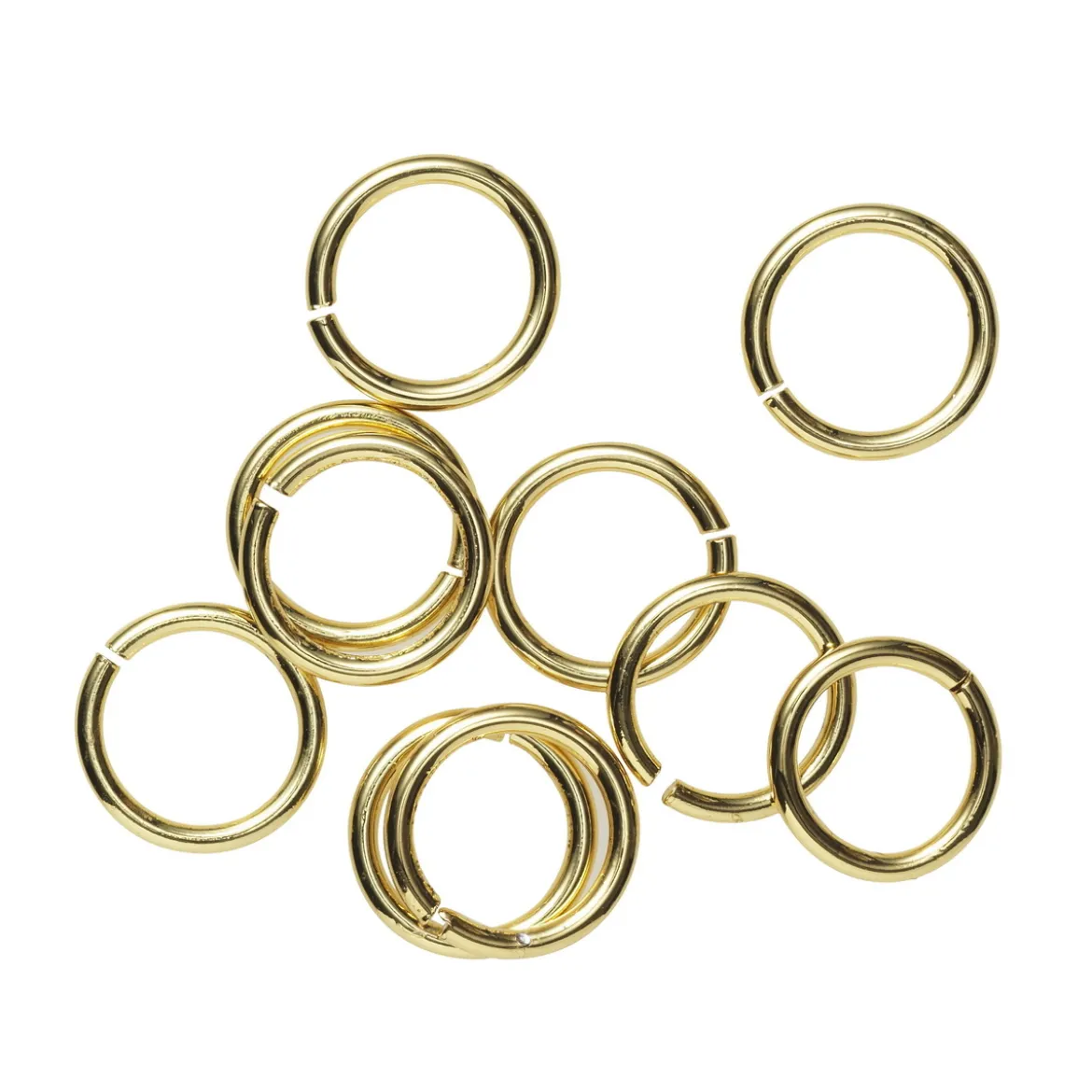 Ringöglor Ø5 mm – mässing pläterad med 9 karat guld, 10 st.