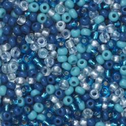 Rocaillespärla 9/0 mix blått & glas, 30 gram glaspärlor à Ø2,4–2,8 mm