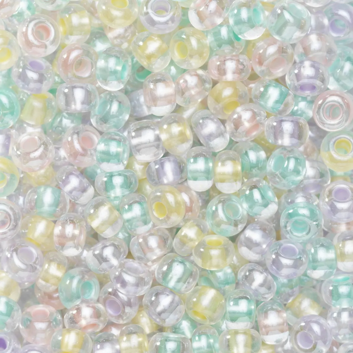 Rocaillespärla 6/0 mix glada pastellfärger, 30 gram glaspärlor à Ø3,7–4,3 mm