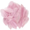 Rosa små fjädrar från gås, längd 6–7 cm, förpackningen innehåller 3 gram