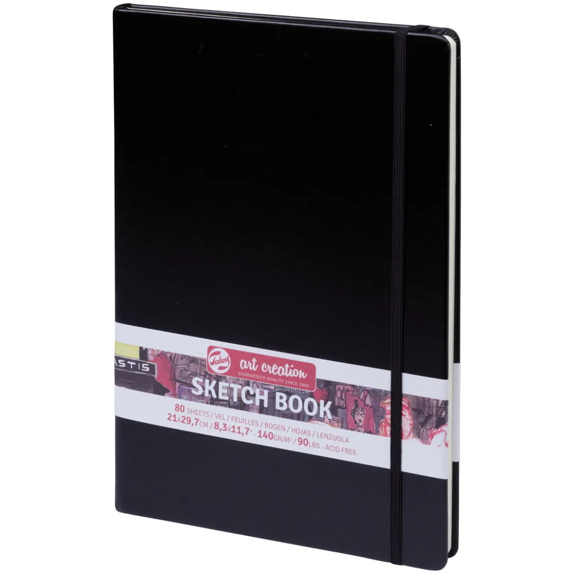 Royal Talens Art Creation Sketch skissbok 21×30 cm (A4), svart omslag – 140 g/m², 80 ark