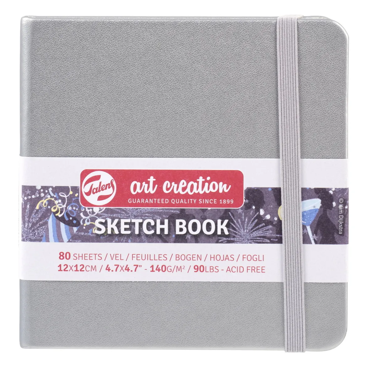 Royal Talens Art Creation Sketch skissbok 12×12 cm, silvrigt omslag – 140 g/m², 80 ark