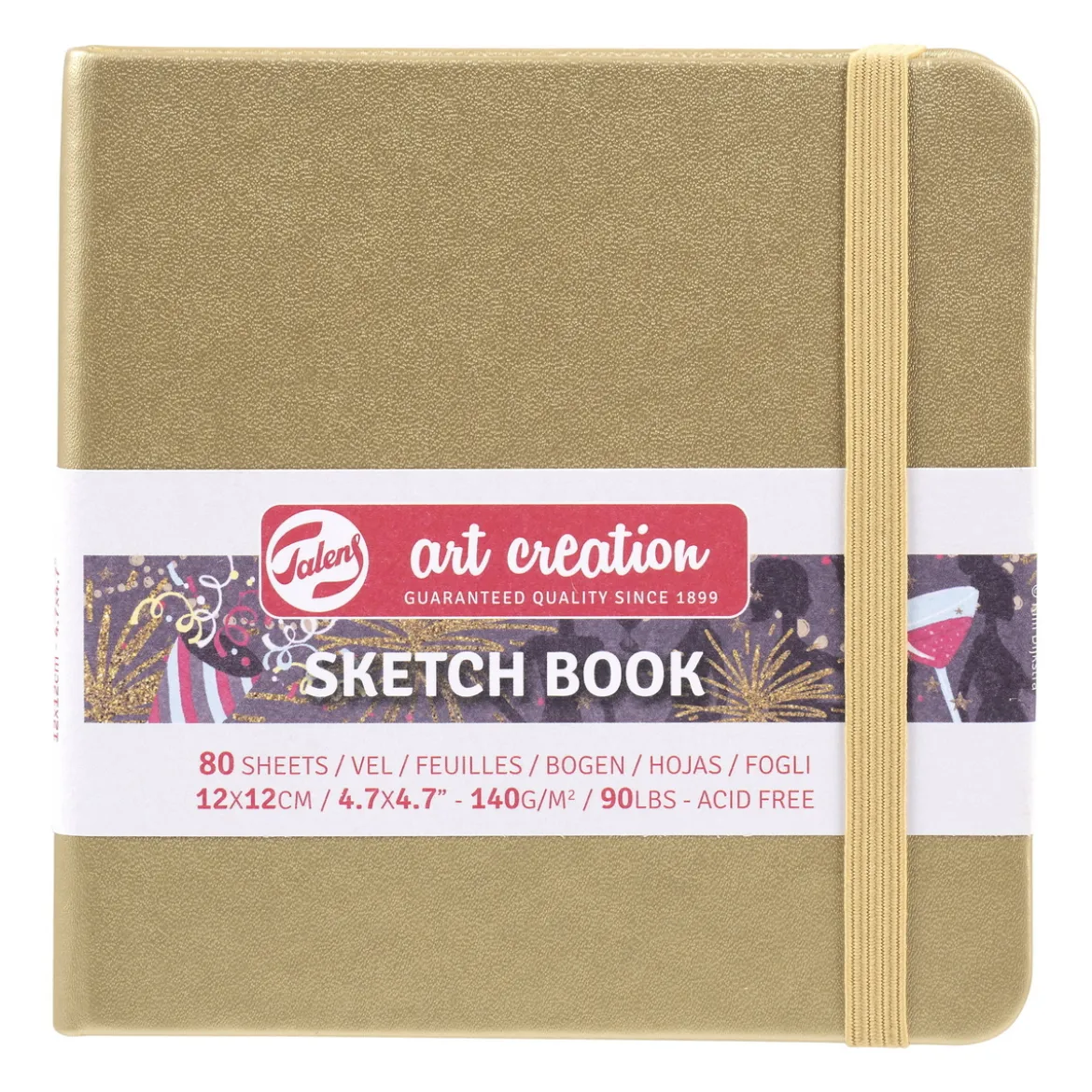 Royal Talens Art Creation Sketch skissbok 12×12 cm, guldigt omslag – 140 g/m², 80 ark