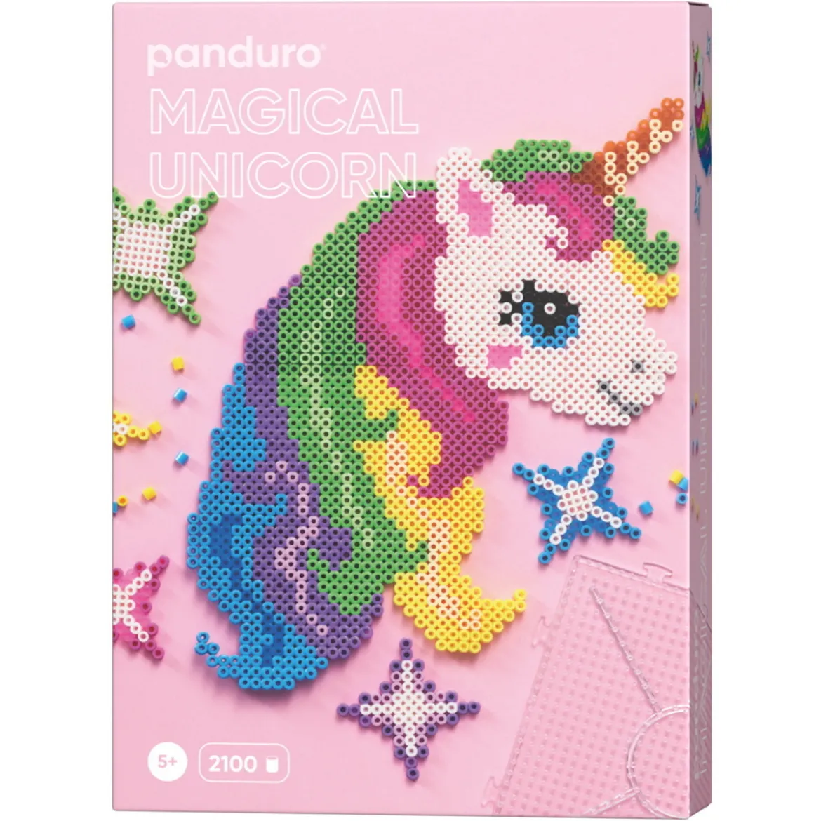 Rörpärlor Midi kit Enhörning & Unicorn, 2100 pärlor à Ø5 mm & 4 fyrkantiga pärlplattor