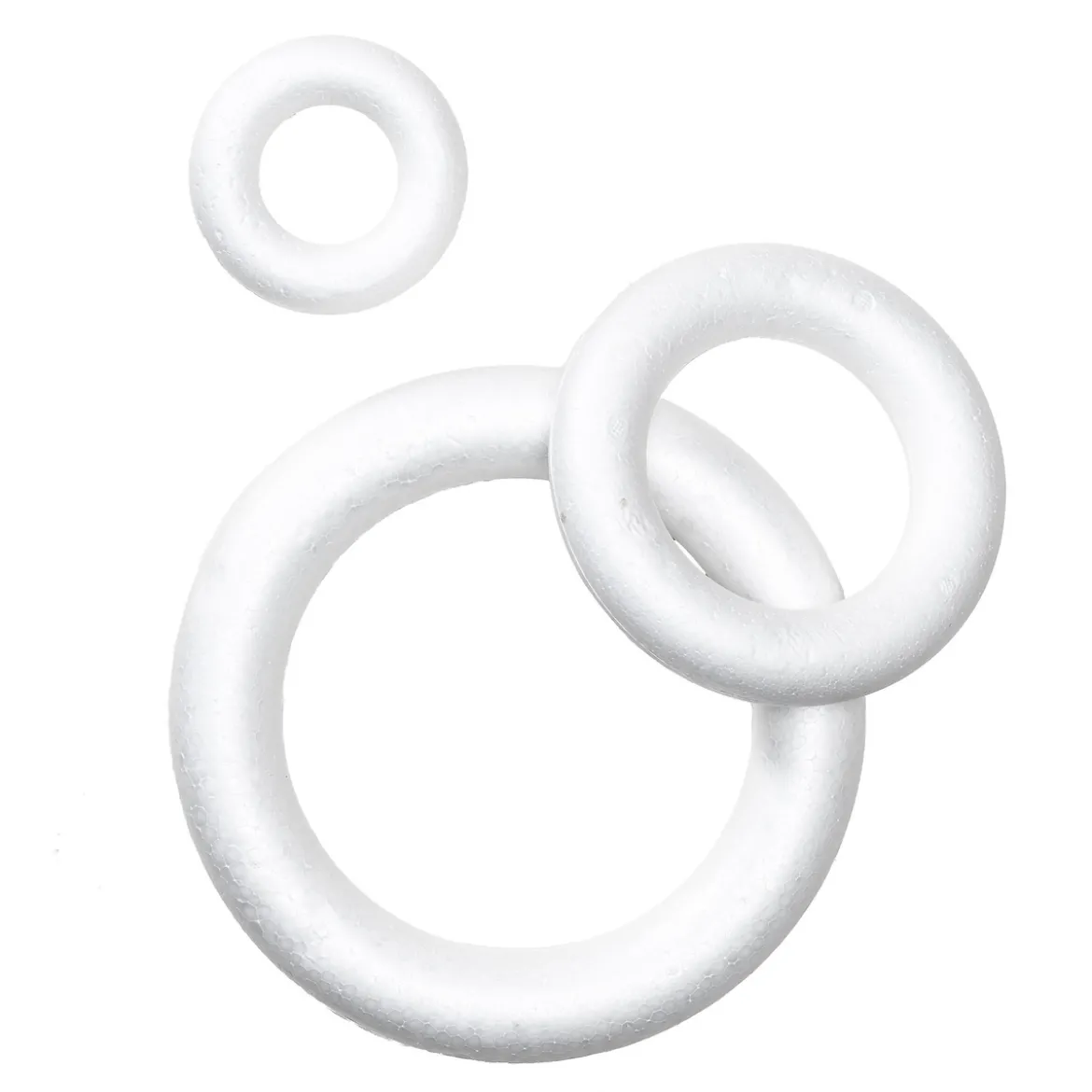 Runda styrolitkransar, stommar för kransar 3-pack. Ø10, 16, 25 cm