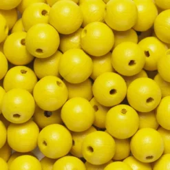 Runda träpärlor Ø10 mm, cirka 100 st. gul